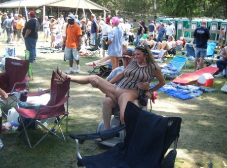 Amateur women go naked and semi nude at a clothing optional party