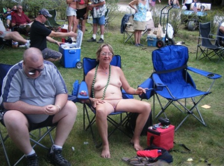 Amateur women go naked and semi nude at a clothing optional party