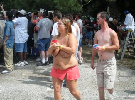 Amateur women go naked and semi nude at a clothing optional party