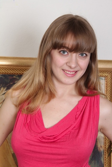 First timer Emily Johnson cups her big naturals while getting nude in footwear