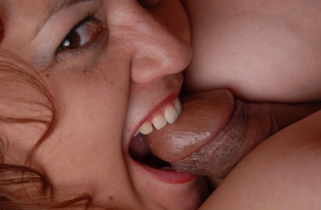SSBBW Reyna licking her own nipples and sucking cock in close ups