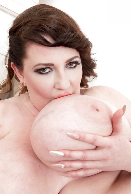 European BBW Anna Beck unleashing monster boobs before masturbating