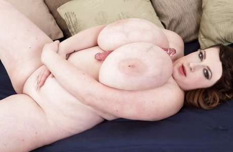 European BBW Anna Beck unleashing monster boobs before masturbating