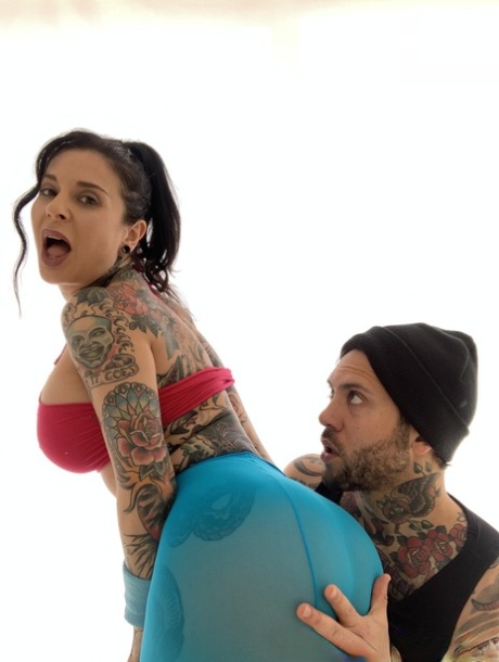 Tattooed MILF pornstar Joanna Angel displays her big tits and gets fucked hard
