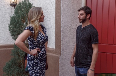 Brazen blonde mom Julia Ann seduces her son's pal & rides his young cock