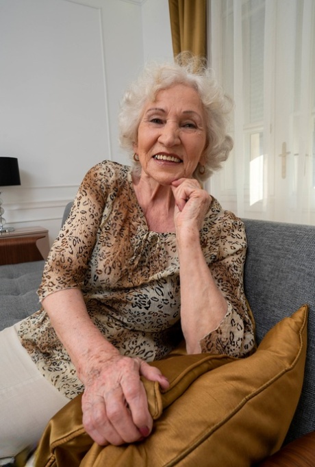 Granny Maria and teen Sheryl Collins strip & touch each other's big tits