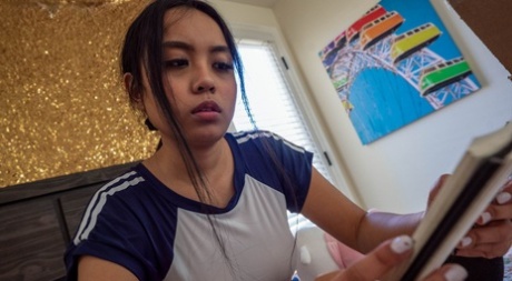 Sweet teen Luna Mills flaunts her big tits after getting fucked in POV