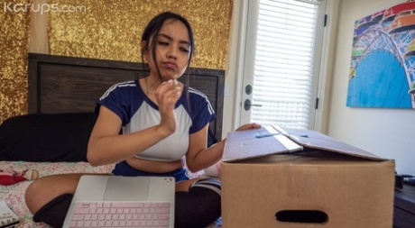 Sweet teen Luna Mills flaunts her big tits after getting fucked in POV